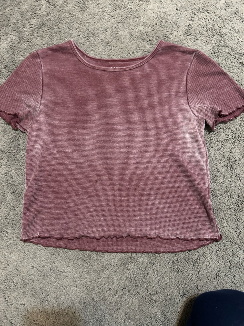 American Eagle Short Sleeve Ribbed Crop Top - purple color